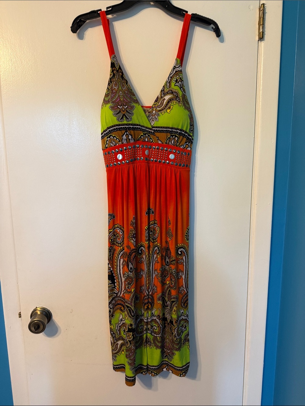 Magic Vibrant Orange & Lime Paisley Midi Dress